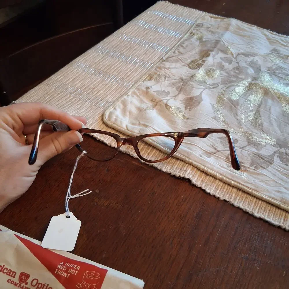 American Optical New old stock eye glasses amber sleek cat eye tortoise #2